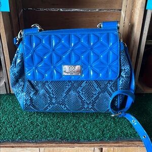 Sharif Vibrant Blue Snakeskin Pattern Shoulder Bag